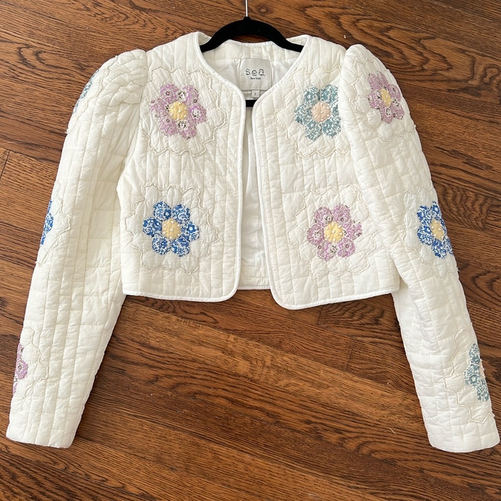 SEA New York Quilted Patchwork Jacket Floral